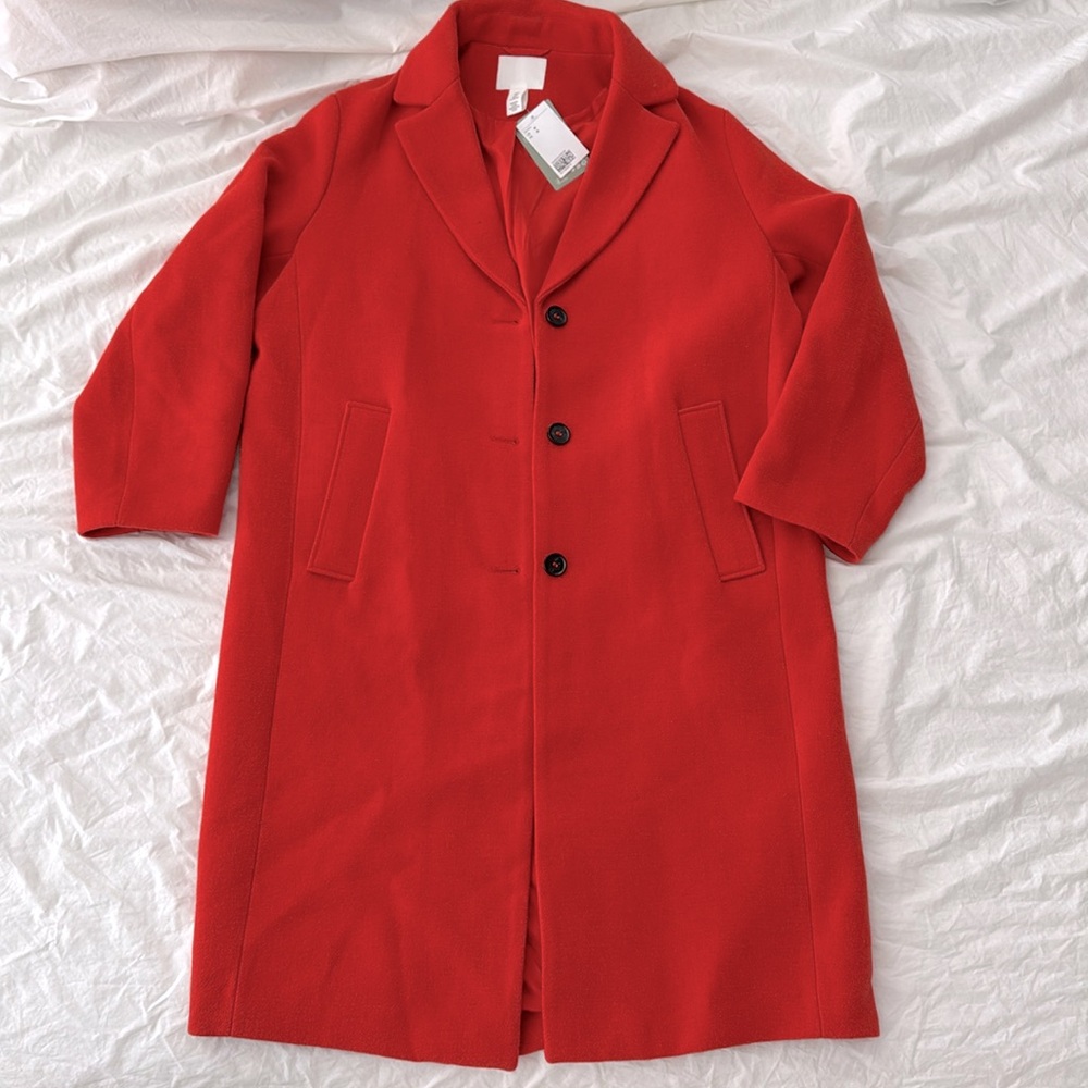 Burnt orange/red longline coat